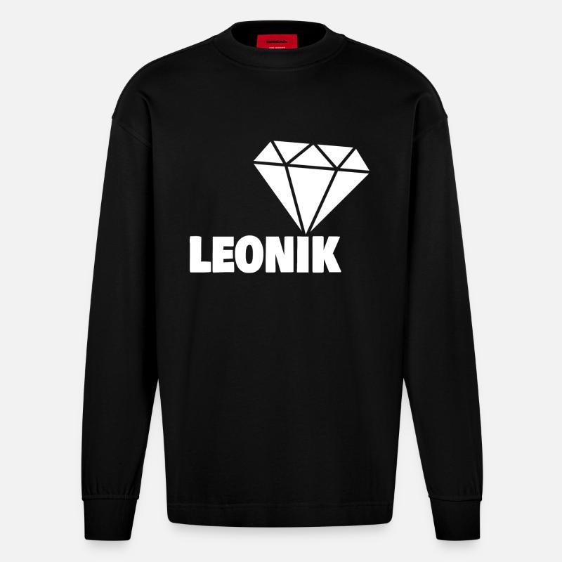 Geschenk für Leonik - Heavyweight Oversized Organic Langarmshirt Made in EU - SOLID BLACK