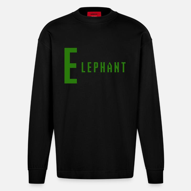 Éléphant - Manches longues bio épais oversize fabriqué en UE - SOLID BLACK