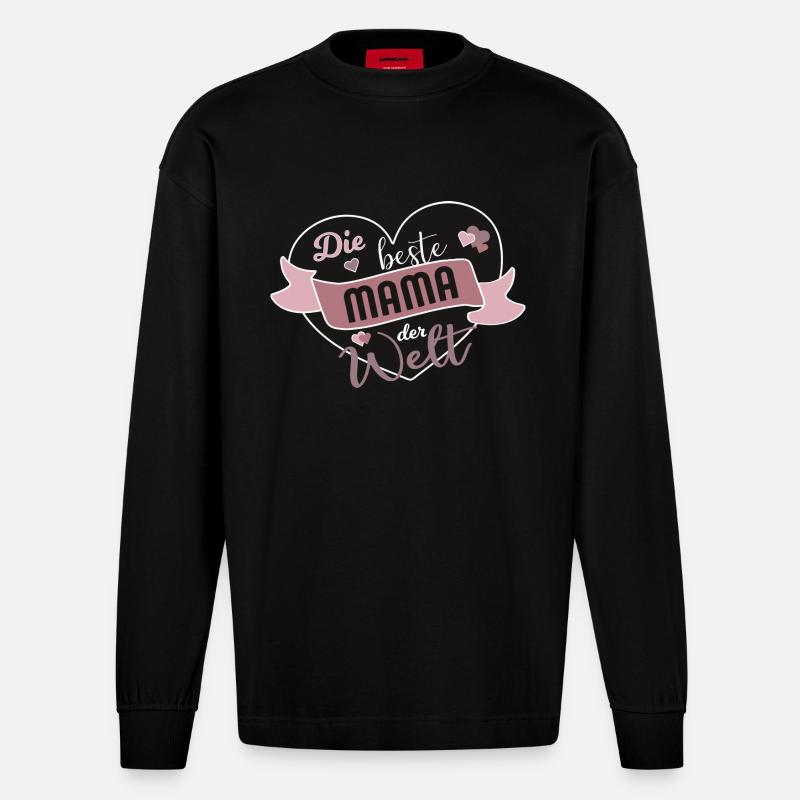 Die beste Mama der Welt - Heavyweight Oversized Organic Langarmshirt Made in EU - SOLID BLACK