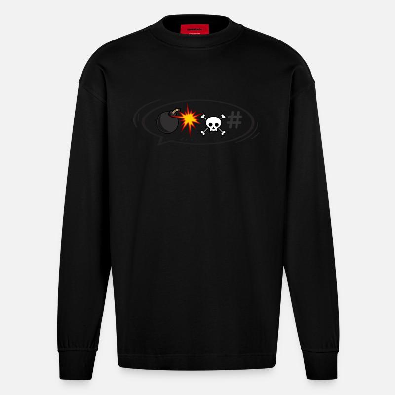 Wut Sprechblase - Heavyweight Oversized Organic Langarmshirt Made in EU - SOLID BLACK