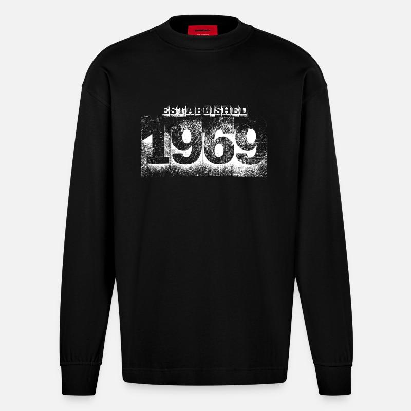 established 1969 (white) - Heavyweight Oversized Organic Langarmshirt Made in EU - SOLID BLACK