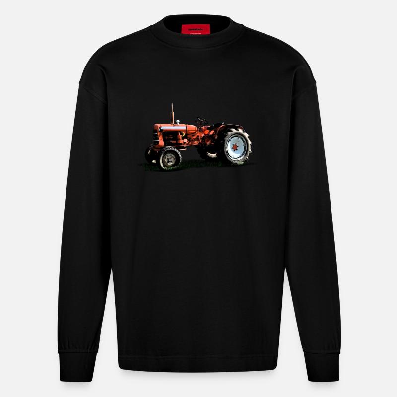 Traktor - Heavyweight Oversized Organic Langarmshirt Made in EU - SOLID BLACK