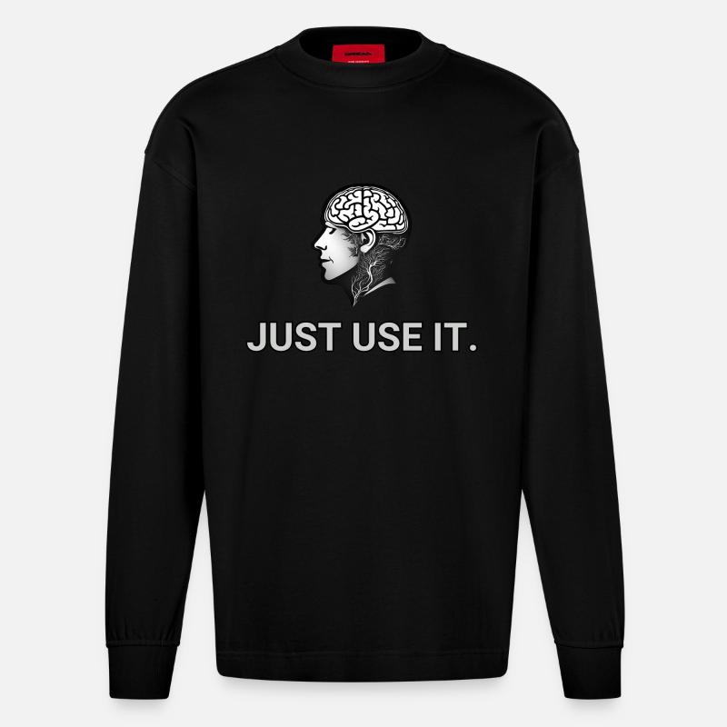 IL SUFFIT DE L’UTILISER - Manches longues bio épais oversize fabriqué en UE - SOLID BLACK