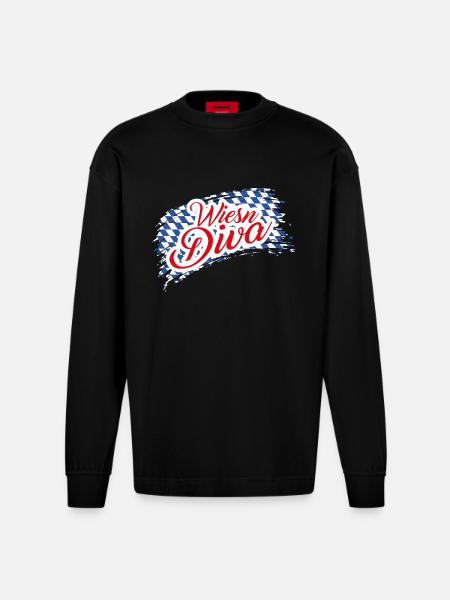 Wiesen Diva - Heavyweight Oversized Organic Langarmshirt Made in EU - SOLID BLACK