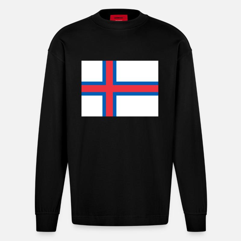 Färöer Inseln - Heavyweight Oversized Organic Langarmshirt Made in EU - SOLID BLACK