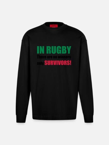 rugby - Heavyweight Oversized Organic Longsleeve Shirt Made in EU - SOLID BLACK