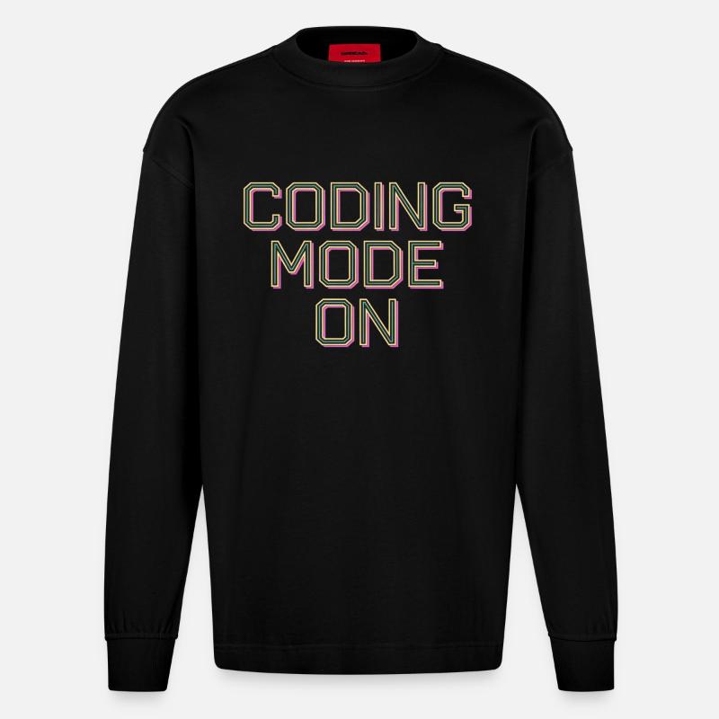 Coding Mode On 13 - Heavyweight Oversized Organic Langarmshirt Made in EU - SOLID BLACK