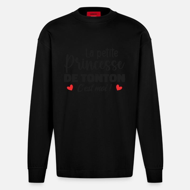 La petite princesse de tonton - Manches longues bio épais oversize fabriqué en UE - SOLID BLACK