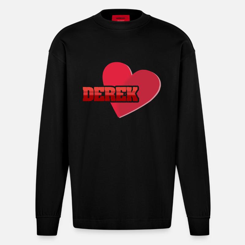 Derek als Vorname - Heavyweight Oversized Organic Langarmshirt Made in EU - SOLID BLACK