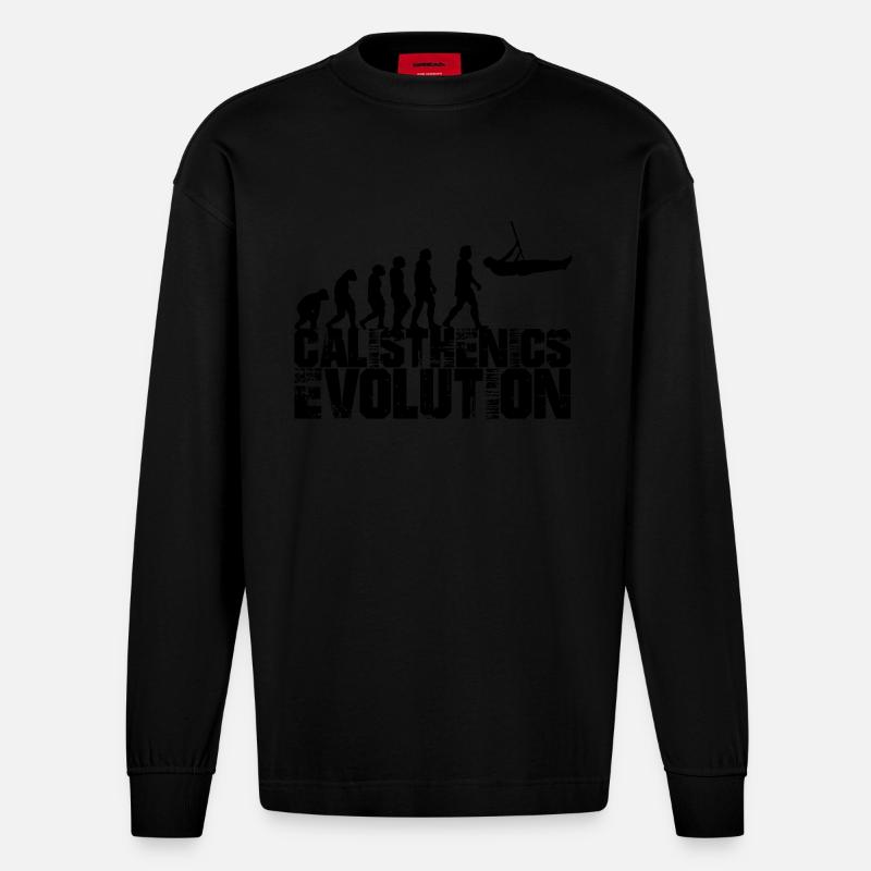 calisthenics evolution - Heavyweight Oversized Organic Langarmshirt Made in EU - SOLID BLACK