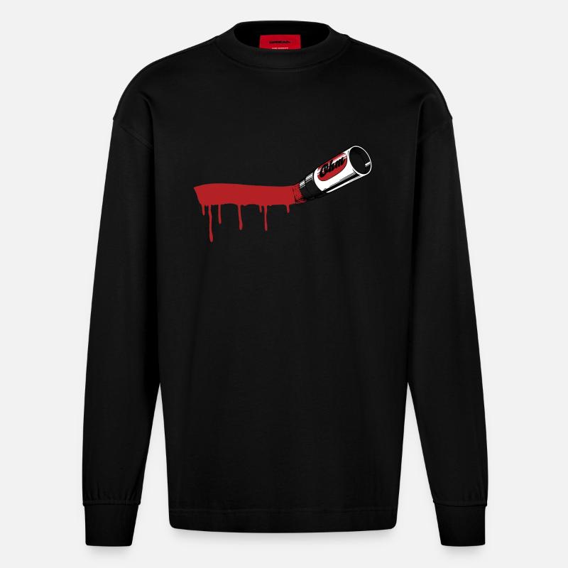 Marker Swoosh - Heavyweight Oversized Organic Langarmshirt Made in EU - SOLID BLACK