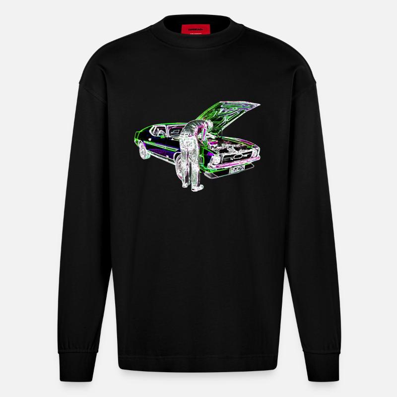 Schrauber Iinvert - Heavyweight Oversized Organic Langarmshirt Made in EU - SOLID BLACK