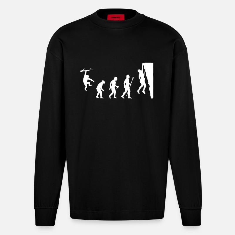 Klettern Evolution Shirt - Heavyweight Oversized Organic Langarmshirt Made in EU - SOLID BLACK