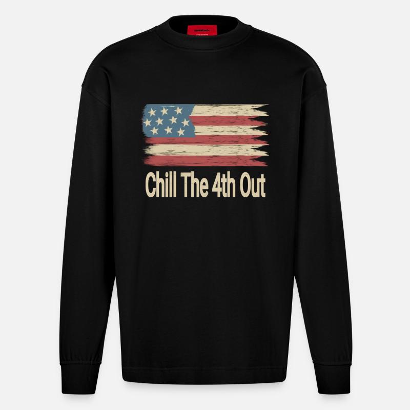 Chill The 4th Out - Heavyweight Oversized Organic Langarmshirt Made in EU - SOLID BLACK