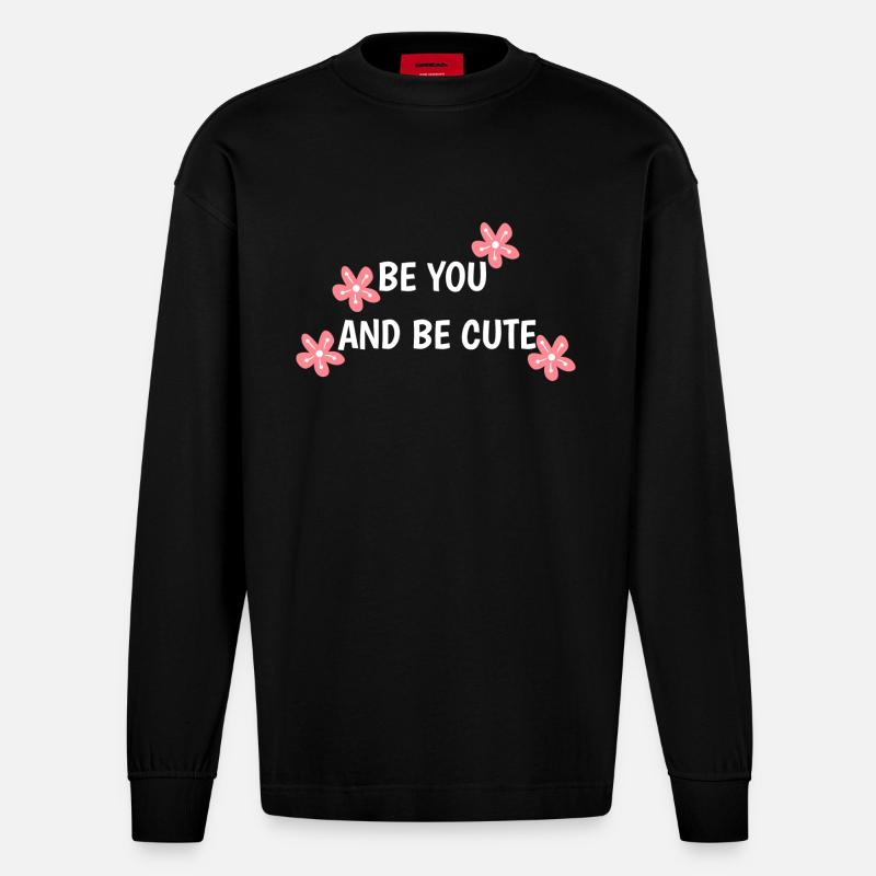 Soyez vous-même et mignon - Manches longues bio épais oversize fabriqué en UE - SOLID BLACK