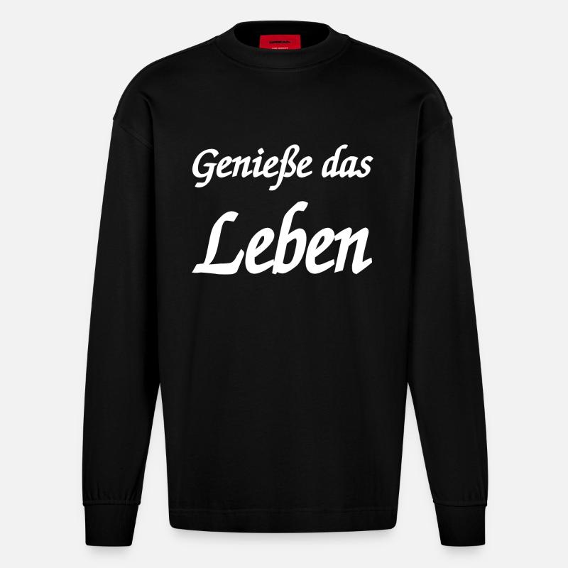 Leben - Heavyweight Oversized Organic Langarmshirt Made in EU - SOLID BLACK