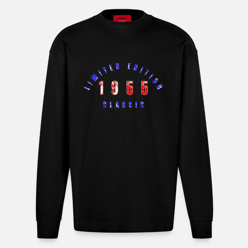 1955, édition limitée - Manches longues bio épais oversize fabriqué en UE - SOLID BLACK