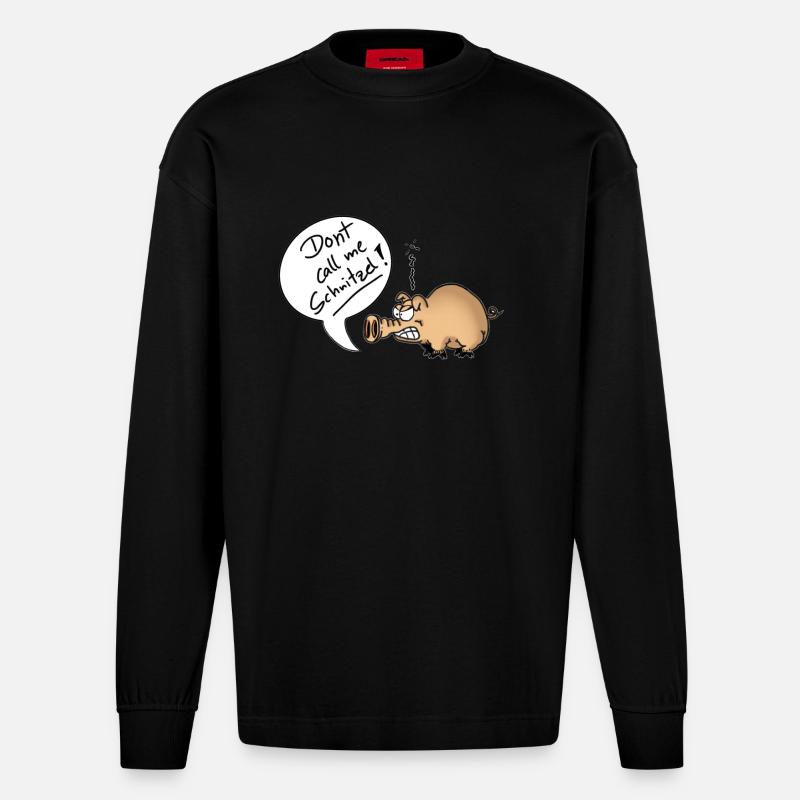 DontCallMeSchnitzel - Heavyweight Oversized Organic Langarmshirt Made in EU - SOLID BLACK