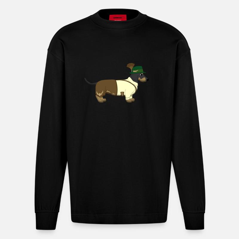 Der bayerische Dackel weißes Hemd - Heavyweight Oversized Organic Langarmshirt Made in EU - SOLID BLACK
