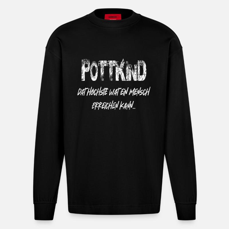 Ruhrpott Kind - Heavyweight Oversized Organic Langarmshirt Made in EU - SOLID BLACK