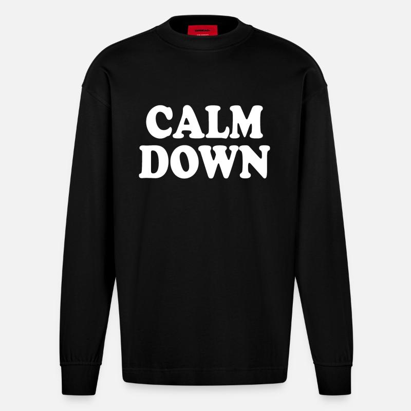 Calm down - Heavyweight Oversized Organic Langarmshirt Made in EU - SOLID BLACK