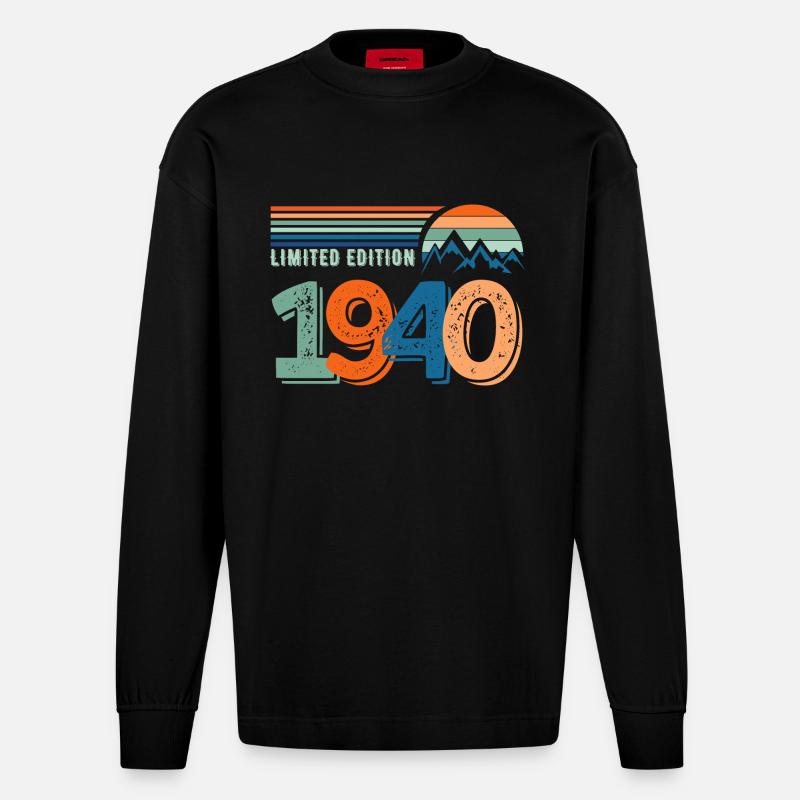 Limited edition 1940 - Manches longues bio épais oversize fabriqué en UE - SOLID BLACK