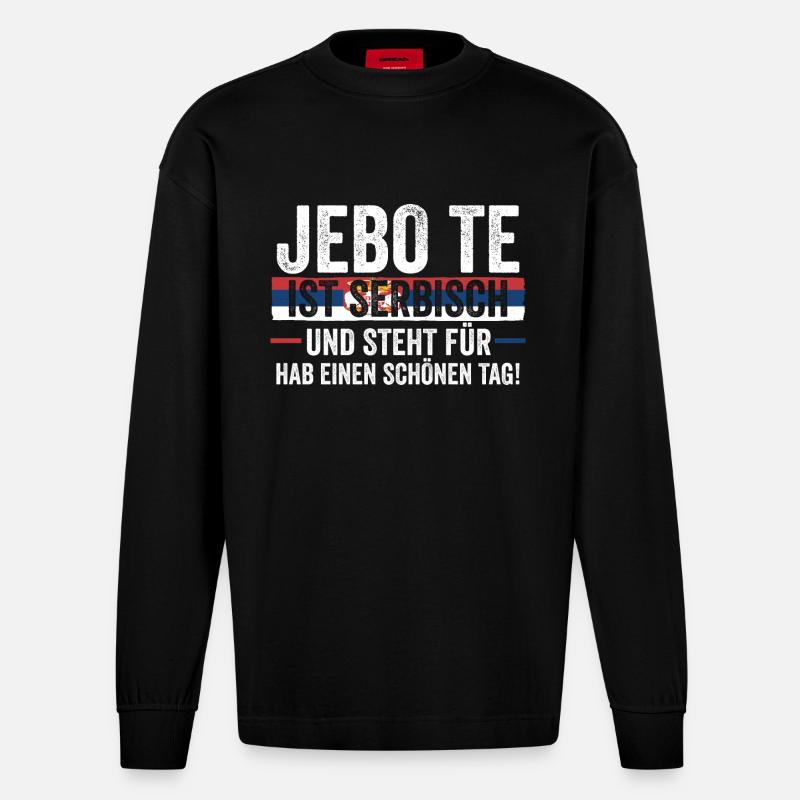 Serbe Serbe Serbie - Manches longues bio épais oversize fabriqué en UE - SOLID BLACK