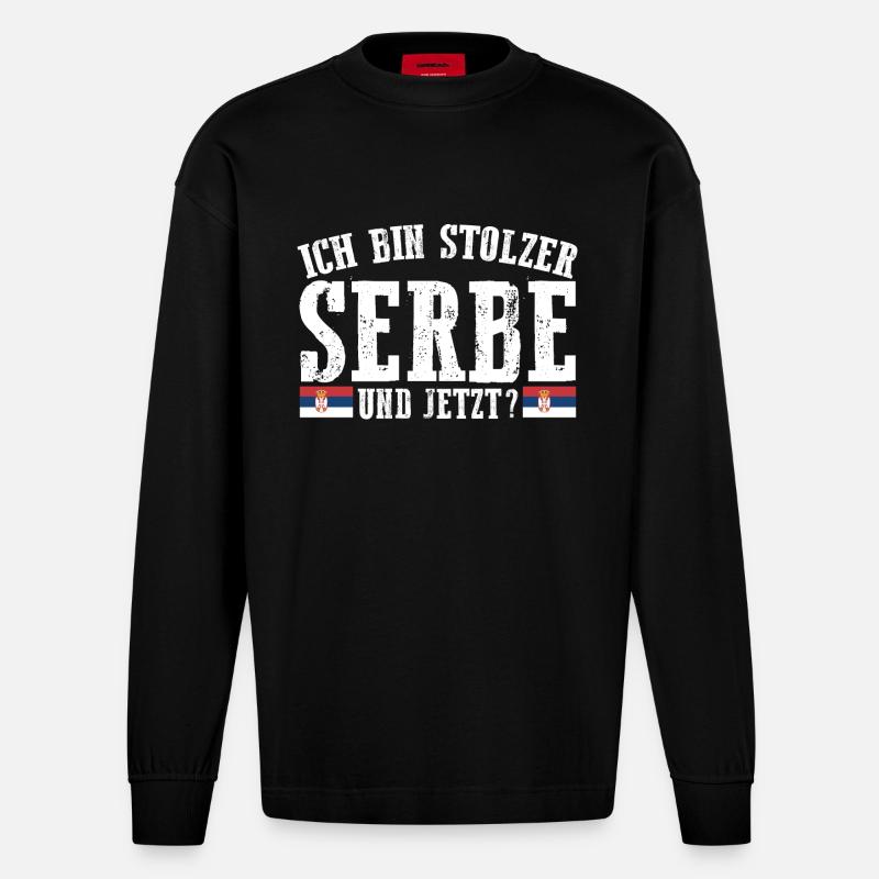 Serben Serbisch Serbien - Heavyweight Oversized Organic Langarmshirt Made in EU - SOLID BLACK