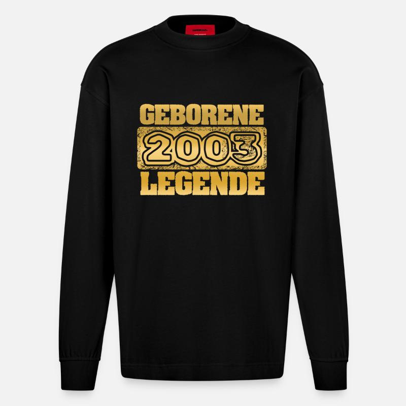 Geschenkidee 2003 - Heavyweight Oversized Organic Langarmshirt Made in EU - SOLID BLACK