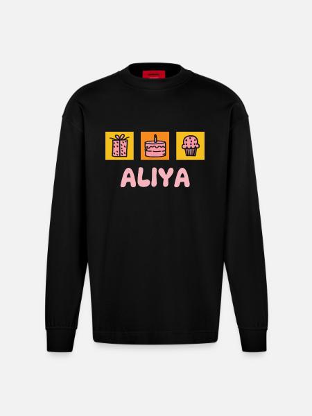 Aliya as a first name - Heavyweight Oversized Organic Longsleeve Shirt Made in EU - SOLID BLACK
