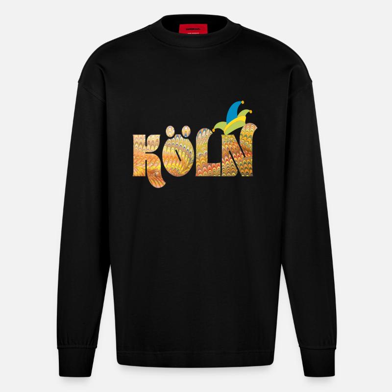 Carnaval de Cologne e 37 - Manches longues bio épais oversize fabriqué en UE - SOLID BLACK