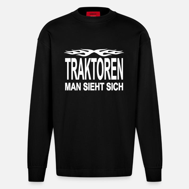Traktor - Heavyweight Oversized Organic Langarmshirt Made in EU - SOLID BLACK