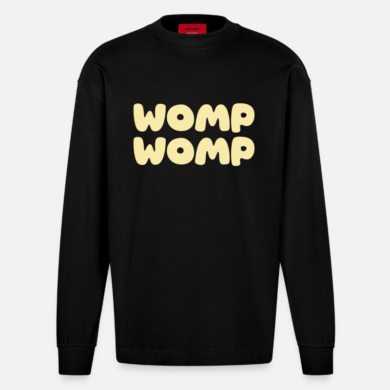 Womp Womp - Creme - Heavyweight Oversized Organic Langarmshirt Made in EU - SOLID BLACK