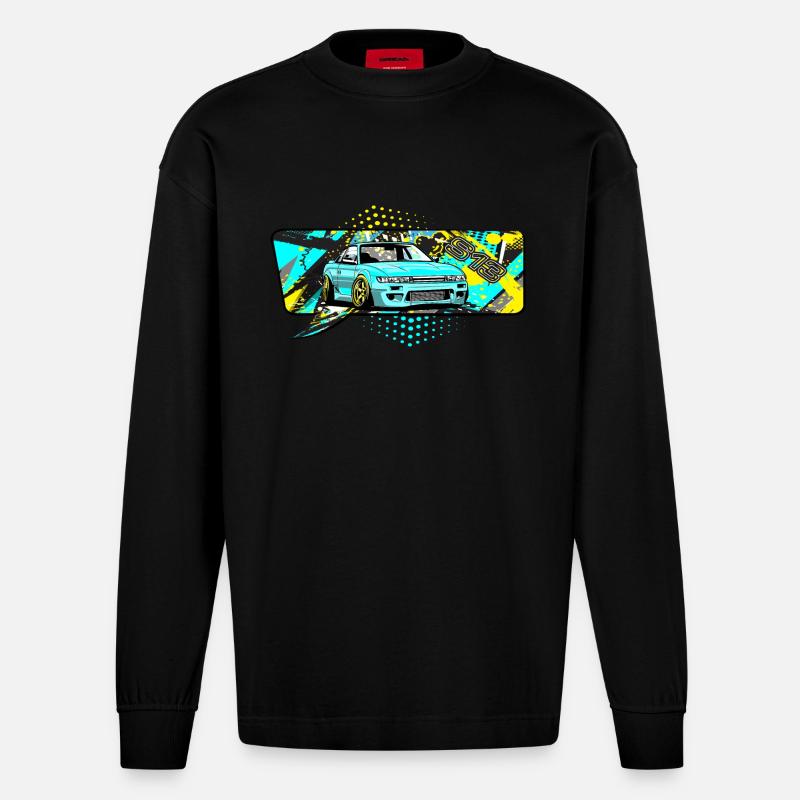 s13 bubble comic - Heavyweight Oversized Organic Langarmshirt Made in EU - SOLID BLACK