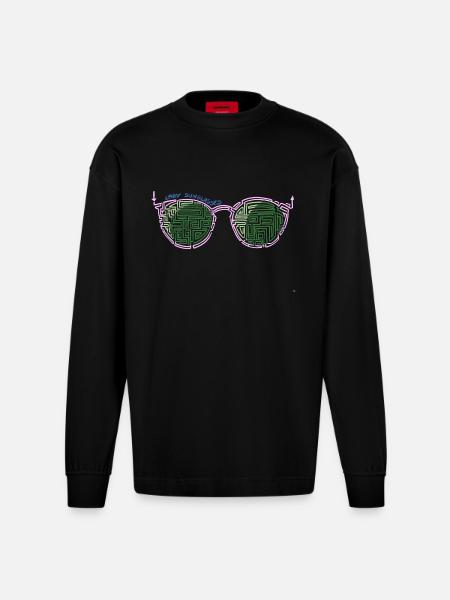 Laby Sonnenbrille 2 - Heavyweight Oversized Organic Langarmshirt Made in EU - SOLID BLACK