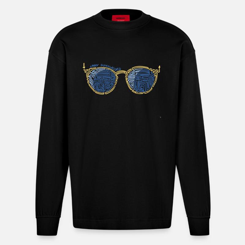 Laby Sonnenbrille 1 - Heavyweight Oversized Organic Langarmshirt Made in EU - SOLID BLACK