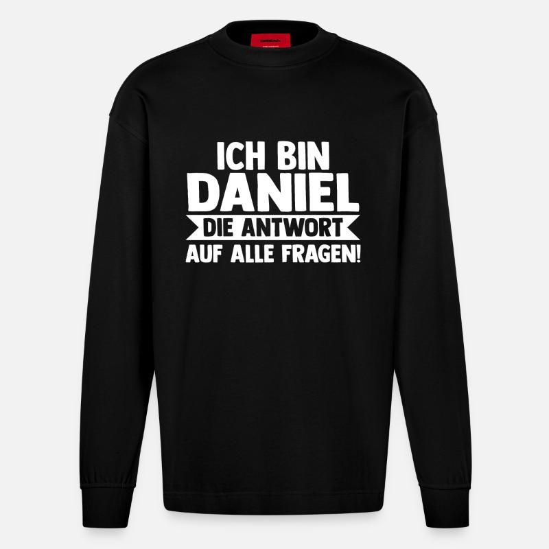 First name Daniel - Heavyweight Oversized Organic Longsleeve Shirt Made in EU - SOLID BLACK