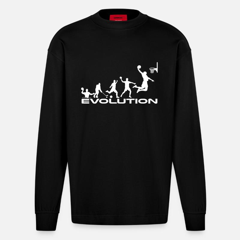 Basketball Evolution - Heavyweight Oversized Organic Langarmshirt Made in EU - SOLID BLACK