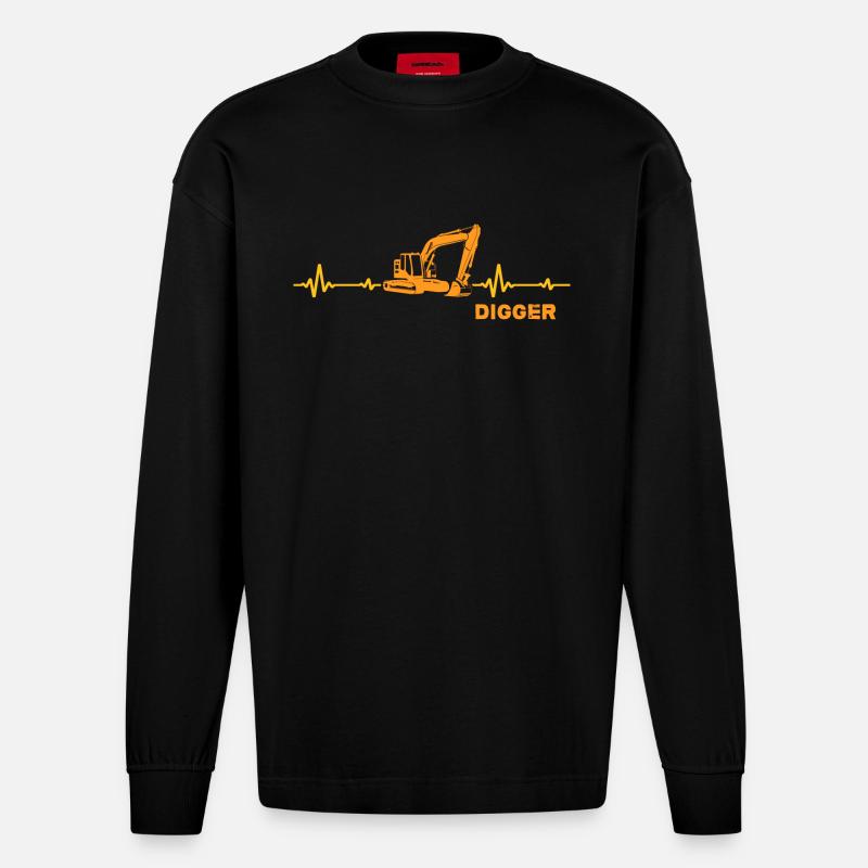 Baggerfahrer digger-memes baggern Bagger - Heavyweight Oversized Organic Langarmshirt Made in EU - SOLID BLACK