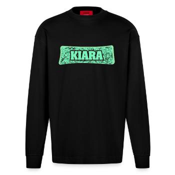 Kiara comme nom de naissance - Manches longues bio épais oversize fabriqué en UE - SOLID BLACK - Devant