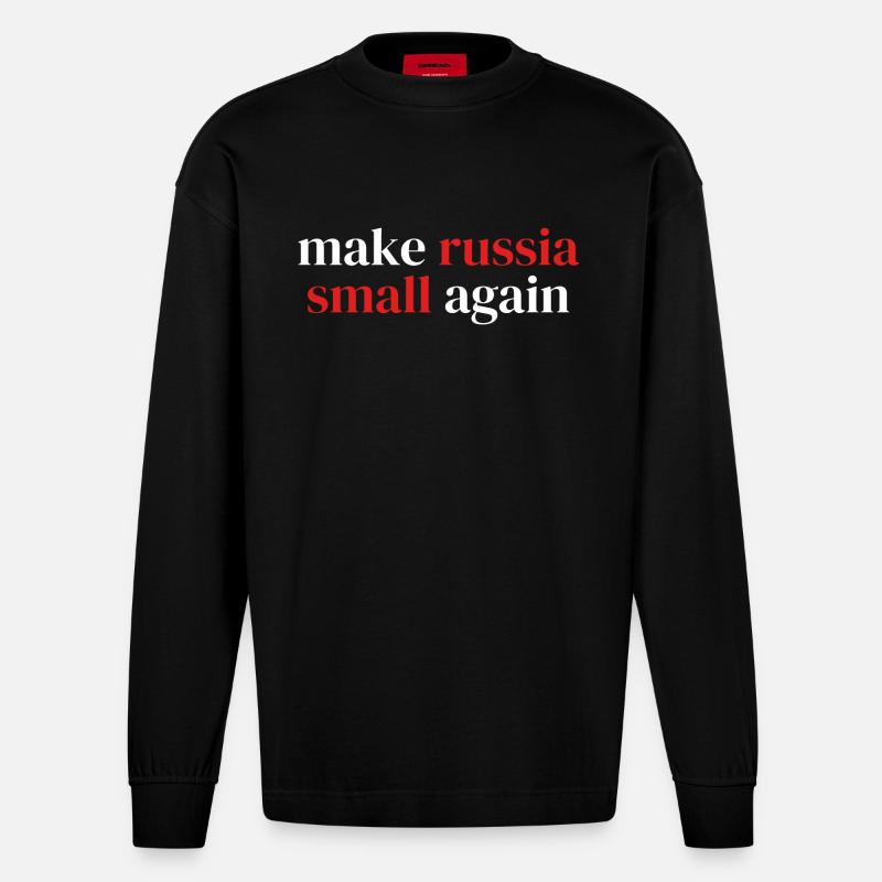 make russia small again - Heavyweight Oversized Organic Langarmshirt Made in EU - SOLID BLACK