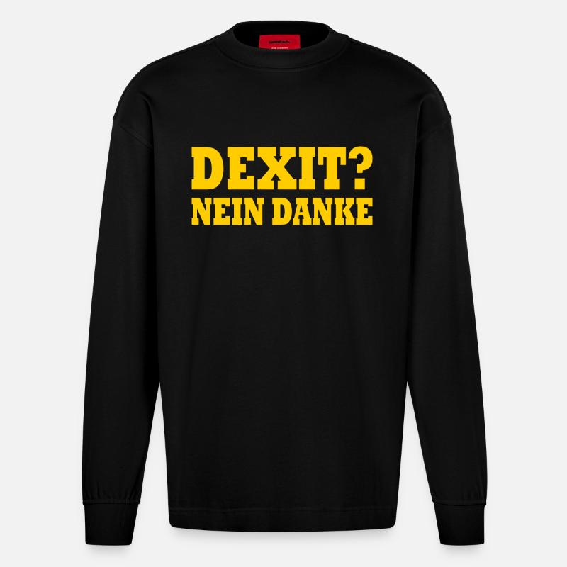 Dexit non merci - Manches longues bio épais oversize fabriqué en UE - SOLID BLACK