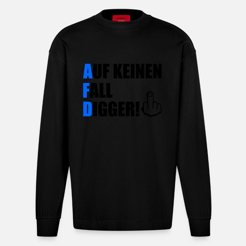 auf keinen fall digga - Heavyweight Oversized Organic Langarmshirt Made in EU - SOLID BLACK