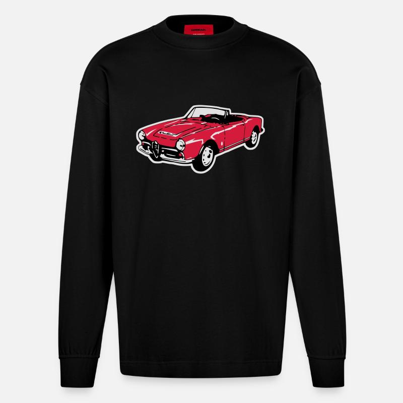 Oldtimer Cabrio (3 Col.) - Heavyweight Oversized Organic Longsleeve Shirt Made in EU - SOLID BLACK