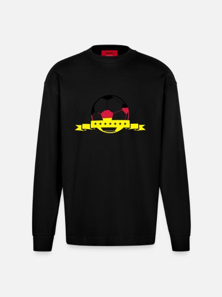 fussball deutschland - Heavyweight Oversized Organic Langarmshirt Made in EU - SOLID BLACK