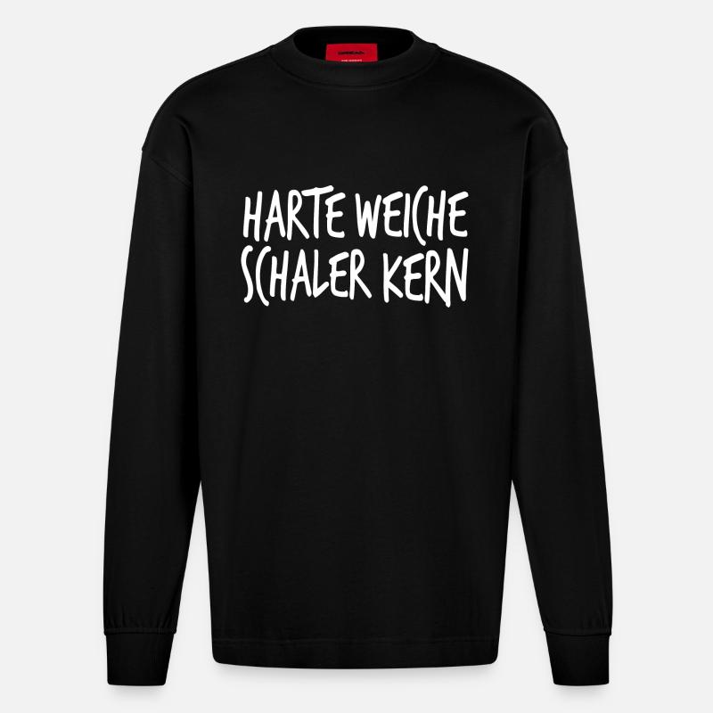 Harte Weiche Schaler Kern - Heavyweight Oversized Organic Langarmshirt Made in EU - SOLID BLACK