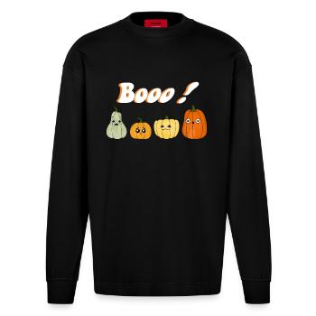 Les citrouilles - Manches longues bio épais oversize fabriqué en UE - SOLID BLACK - Devant