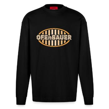 Stove builder as a job - Heavyweight Oversized Organic Longsleeve Shirt Made in EU - SOLID BLACK - Front