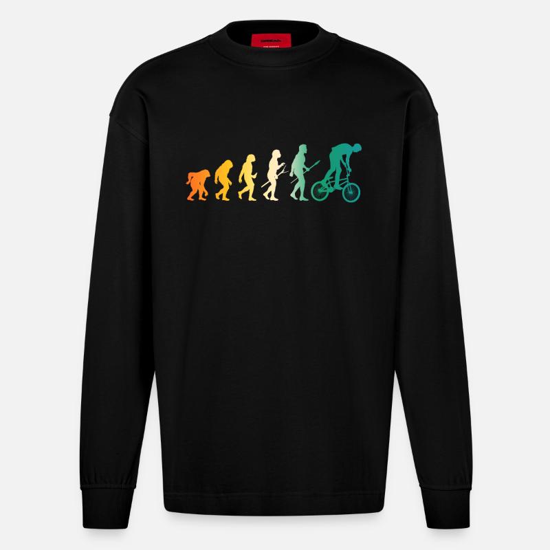 Fahrrad Evolution Mountainbike - Heavyweight Oversized Organic Langarmshirt Made in EU - SOLID BLACK