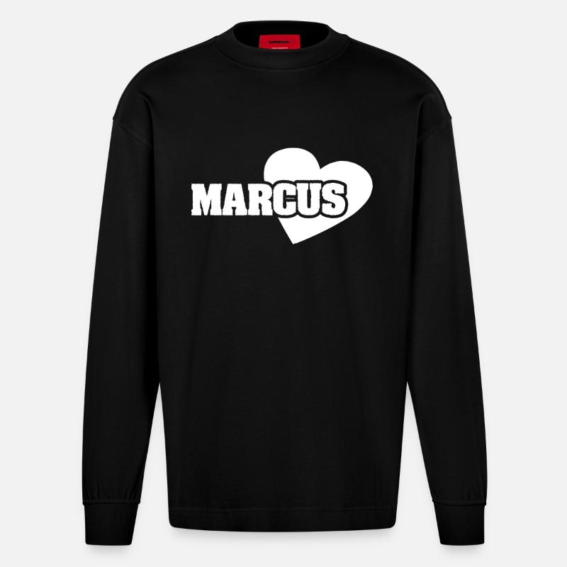 Cadeau pour Marcus - Manches longues bio épais oversize fabriqué en UE - SOLID BLACK